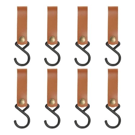 stk. S-kroker i lær Lærkrok, S-kroker S-formede kroker Kleskrok for oppheng, Campingkrok Heng {ad} Brown