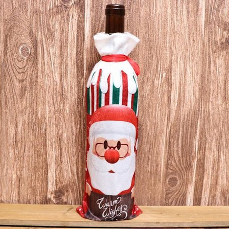 Överdrag till vin flaska med jultomte gåva ''warm wishes''