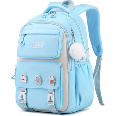 Rygsæk til piger, børnerygsæk til piger med tyverisikker baglomme, letvægts rygsæk til skole, bogtaske til folkeskolen