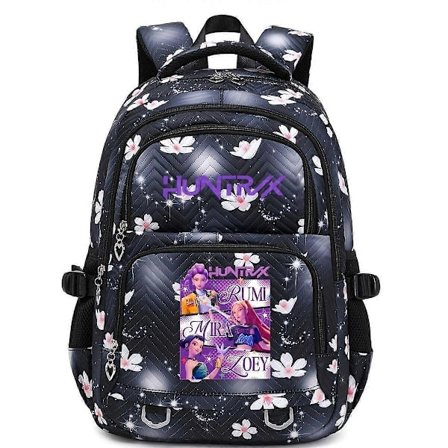 Kpop Demon Hunters Trykket Ryggsekk Studenter Skolesekk Anime Tegneserie Skulderveske for Barn Tenåringer Fans Svart Stil 04