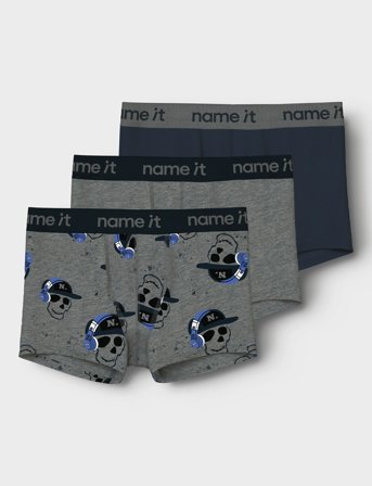 name it Nkmboxer 3P Dark Grey Mel Skull Noos - Grey - 116