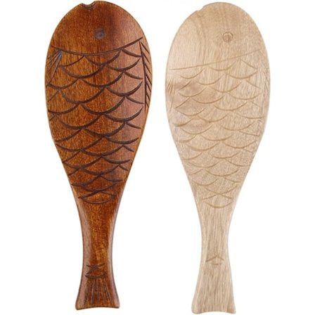 Retro Fiskemønster Træ Ris Ske Køkkenredskaber 2 Styk