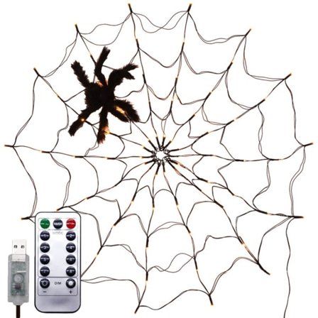Halloween LED Spindelvev Lysstreng med Fjernkontroll 8 Moduser Nett Mesh Atmosfærisk Lampe Utendørs Innendørs Festdekorasjon null - USB-modeller