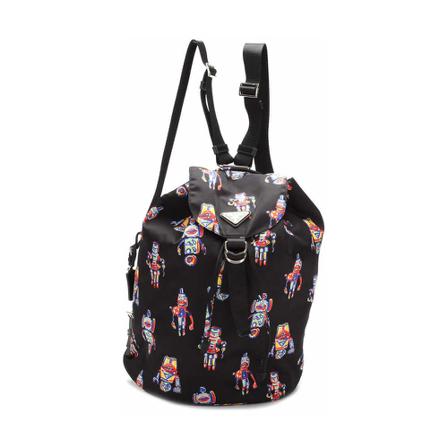Prada Vintage Pre -owned Tessuto Robot Print Rugzak , Zwart , Dames , Maat: ONE Size Vintage Tassen