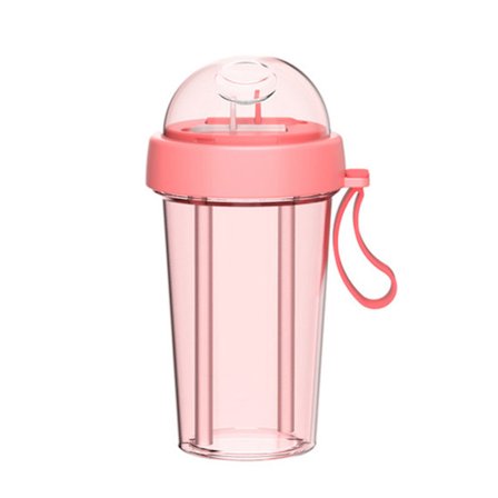Double Drinking Cup with Two Independent Straws Leak-Proof Detachable Water Bottle for Adult Children