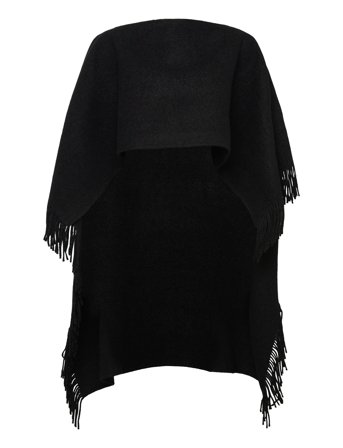 TOTEME Fringed Wool Poncho - Black - ONE SIZE