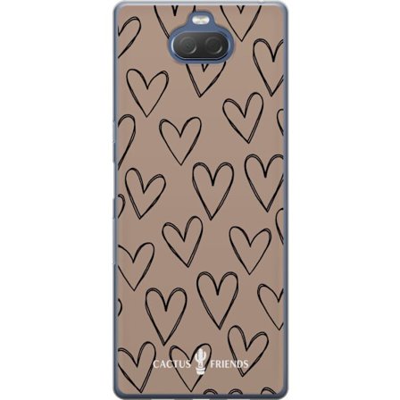 Kompatibelt Mobildeksel til Sony Sony Xperia 10 Plus Cactus and Friends - Earthy Sketch Hearts