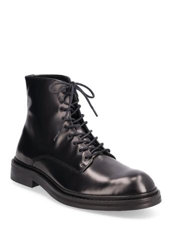 Slhcarter Leather Lace-Up Boot B Black Selected Homme