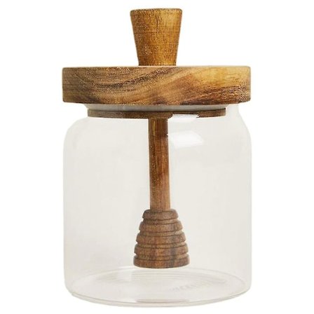 Glass Honningkrukke Hjemmekjøkken Honningkrukke Med Tredipper Og Lopp HonningbeholderBY