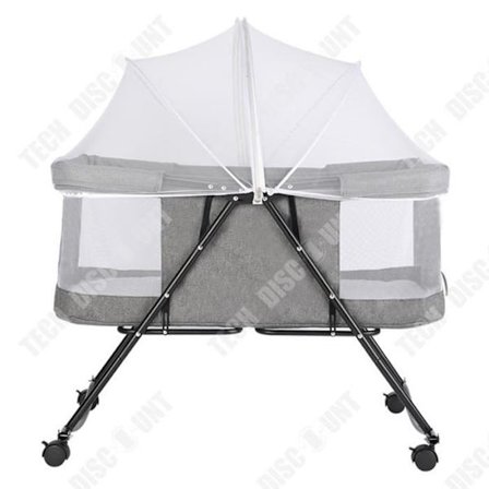 TD Newborn Europeisk stil hopfällbar bärbar hisssäng med myggnät och avtagbar leksäng på hjul