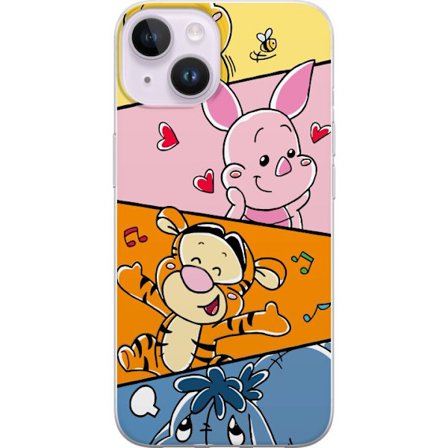 Kompatibelt Mobilskal till Apple Apple iPhone 15 Söt barnillustration med nalle, tiger, gris och åsna i färgglad lekfull design för barnrum