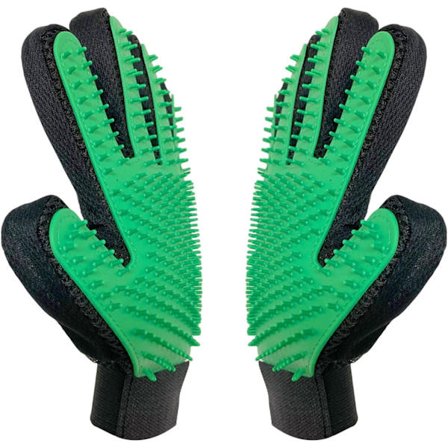 [Oppgradert versjon] Katte- og hunde massasje- og pleiehansker - Gummi kjæledyrhår rengjøring 2 i 1 par (grønn)