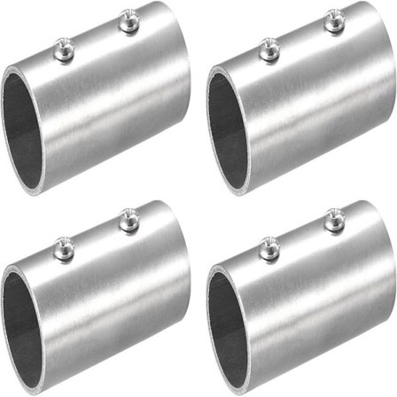 Lige rørforbindelse, tovejs, rustfrit stål gelænder, længde 40 mm, til 1" (25 mm) udvendig diameter rør til balustre