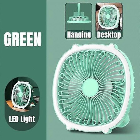 Drevne Håndholdte Vifter 4 i 1 Genopladelig Vifte Med Lys Loftvifte Campingvifte Minivifte Bordvifte (FMY)