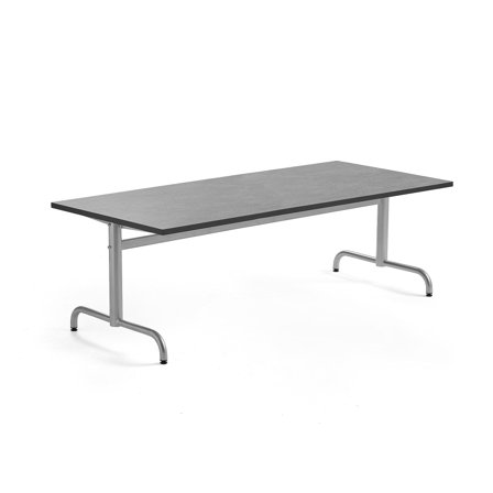 Tisch PLURAL, 1600x800x600 mm, Linoleum-Platte, dunkelgrau, silber