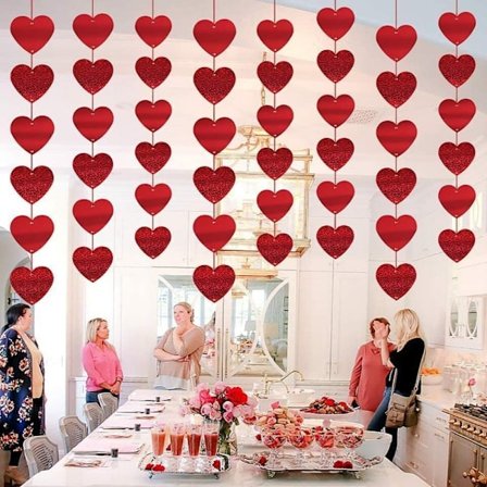 12 punaista sydäntä Ystävänpäiväkoristeita, Sydämenmuotoiset riippuvat koristeet_tfrf