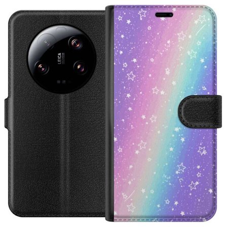 Kompatibel Tegnebogsetui til Xiaomi 13 Ultra Rainbow-farvet pastelbaggrund med hvide stjerner og glitrende prikker i blød overgang