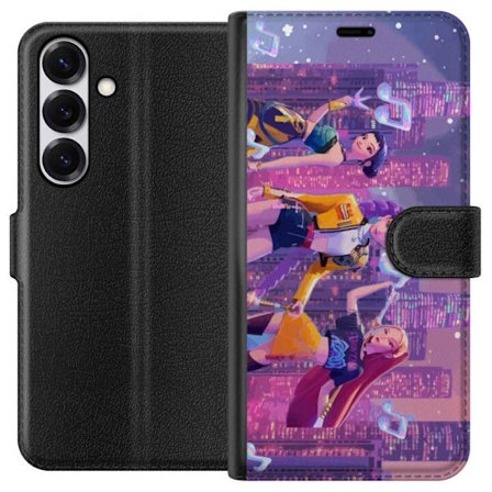 Kompatibel Tegnebogsetui til Samsung Samsung Galaxy S25 Futuristisk K-Pop Demon Hunters pigegruppe illustration med neonbyens popkultur æstetik og kr