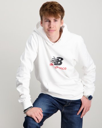 New Balance New Balance FT Stacked Logo Hoodie Wit Hoodies Jongens - Kids Brand Store
