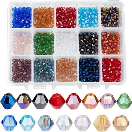 1500 stk 4mm Glassperler Fasetterte Bicone Krystall Spacer Perler