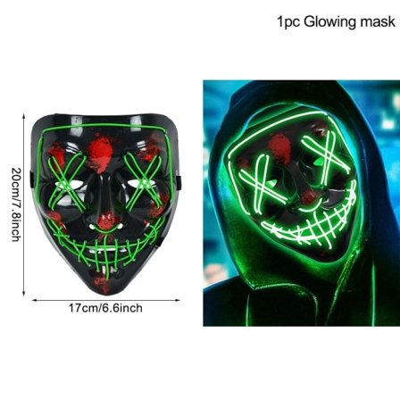 LED Halloween Maske Luminous Glow In The Dark Mascara Halloween Fest kostyme