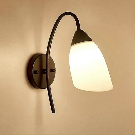 Moderne minimalistisk design E27 blomsterglas skærm væglampe til soveværelse spisestue stue (sort)