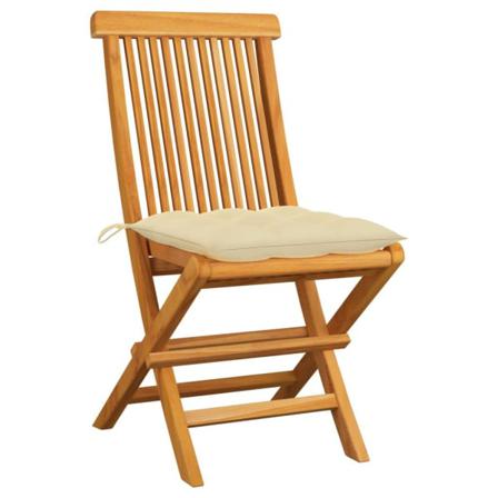 Vidaxl Trädgårdsstolar Med Gräddvita Dynor 2 St Massiv Teak Creme