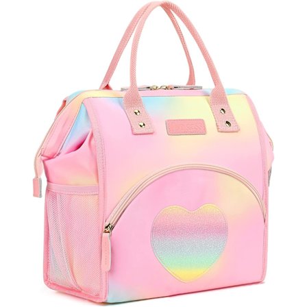 Lunch Bag Isolerad Lunchlåda Bredöppen Lunch Tote Bag Stor Dryckeshållare Hållbar Termisk Snacks Organizer för Kvinnor Vuxna Arbete Picknick Vandring 