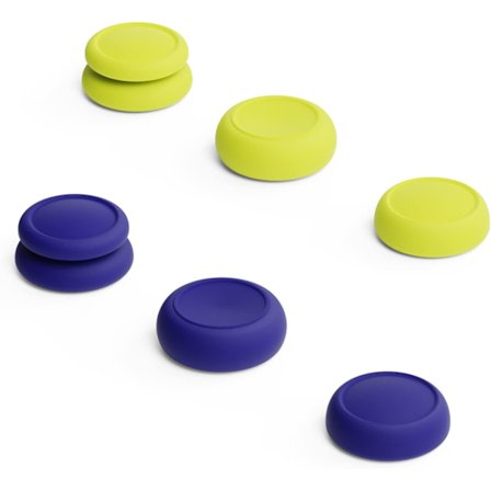 3 par (6 stycken) - Blå+Gul, Skin Thumb Grip Set, CQC och FPS, Joystick Cap, Analog Stick Cap för Nintendo Switch Joy-Con Controller och Switch O