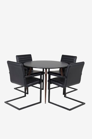 Venture Home - Spisegruppe Plaza med 4 stk stoler Art - Svart - Spisegrupper - Fra Homeroom