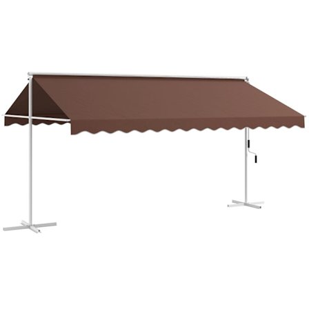 Rootz vapaasti seisova markiisi - Patiovarjostin - Ulkokatos - Kallistussäädettävä - Kampi - Metallirunko - 450cm x 340cm x 255cm - Ruskea