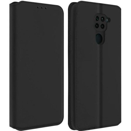 Fodral - AVIZAR - Xiaomi Redmi Note 9 - Ekoskinn - Svart - Folioväska Plånbok