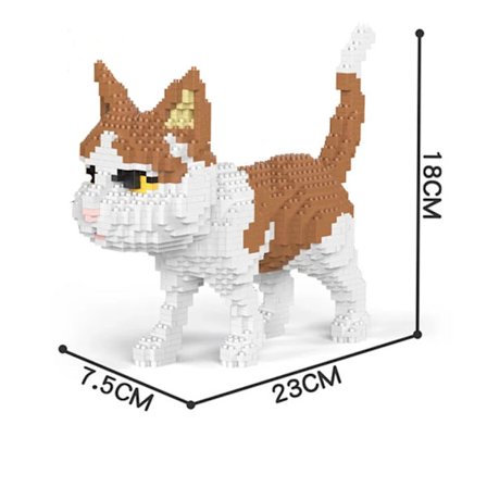 Söt Svart Husdjurskatt med Blomblad Mini Byggklossar Hög Svårighetsgrad Utmaningsleksaker - Darling Modell, Julklapp Heminredning Orange Micro blocks