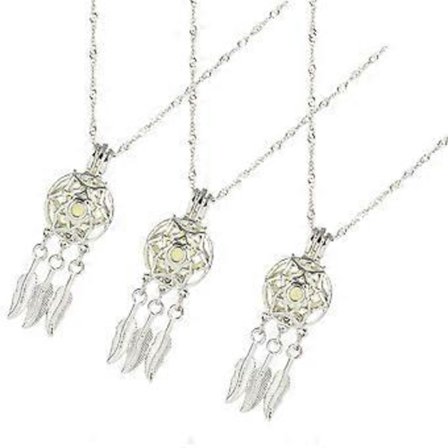 3 st Drömfångare Fjäderberlocker Halsband Självlysande Drömfångare Hänge Choker Halsband Smycken Choker för Kvinnor Flickor (Blågrön, Himmelsblå, Gul