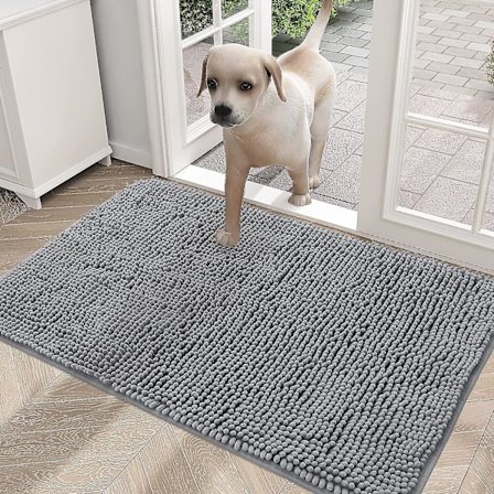 Dørmåtte til Hund, Vandabsorberende Skridsikker Vaskbar Måtte til Beskidte Patter, Hurtigtørrende Mikrofiber, Lermåtte til Hunde, 40*60cm (FMY)