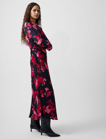 French Connection Foliage Chiara Tie Knot Nk Drs - Black - 36