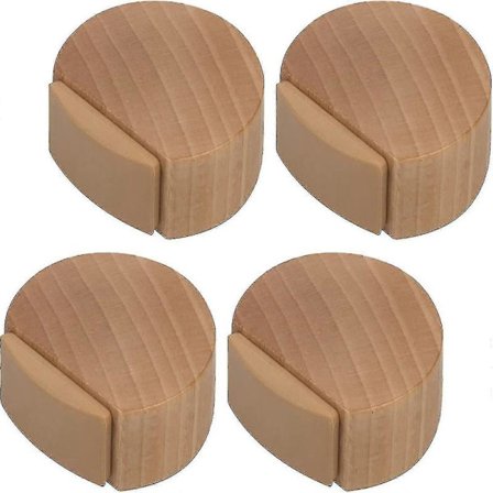 Selvklæbende Dørstopper - Trædørstopper til Gulv og Parket - Selvklæbende Dørstopper - Diskret og Elegant Dørstopper - Sæt med 4 (bøg)