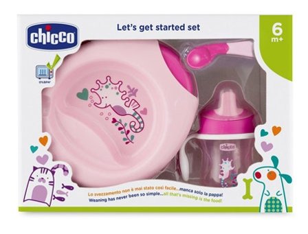 Chicco Set Pappa Rosa Con Cucchiaio Rosa 6m+