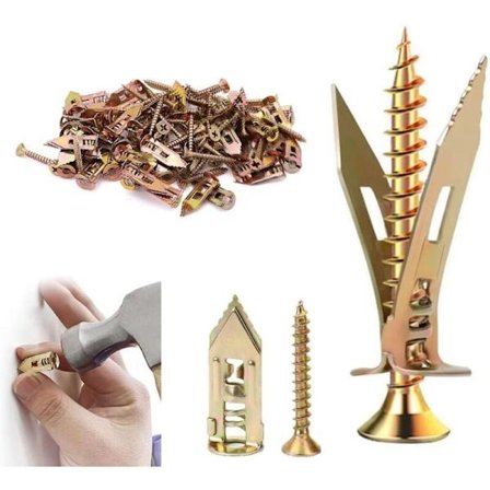 Selvborende ankre, selvborende ankre og skruer til gipsvægge, reparationsværktøj til våde og tørre gipsvægsankre til fastgørelse af møbler (50, 4+3,5 