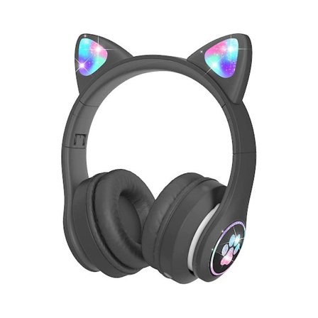 Barn hörlurar med mikrofon/rgb LED-ljus, Bluetooth-hörlurar /skola//smartphone-svart