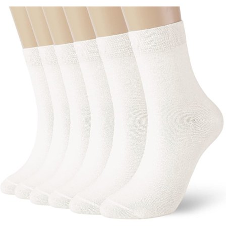 6-pakning høye bomullsstrømper for menn og kvinner - Svart og hvit White M