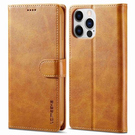 LC.IMEEKE iPhone 14 Pro Max Läppäkotelo - Vaalean Ruskea