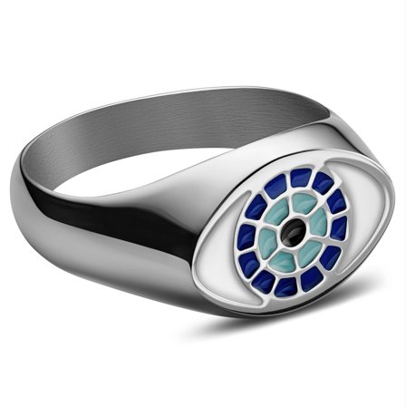 Evil Eye | Zilverkleurige Zegelring voor mannen - Zegelringen