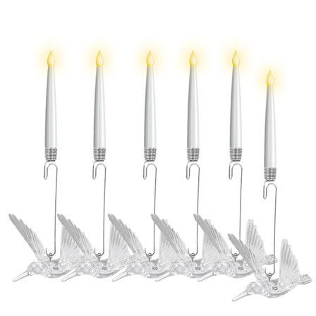 Lysestake Lampe 6-Deler Med Sølv Krok Med Fjernkontroll (Fugler)