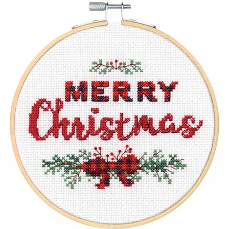 Broderikit med sybåge Dimensions "God jul" 15x15 cm