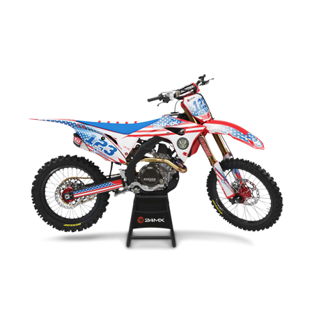 24MX USA Patriotic Decal Kit with Name & Number - Kawasaki KX 450F 2006-2018