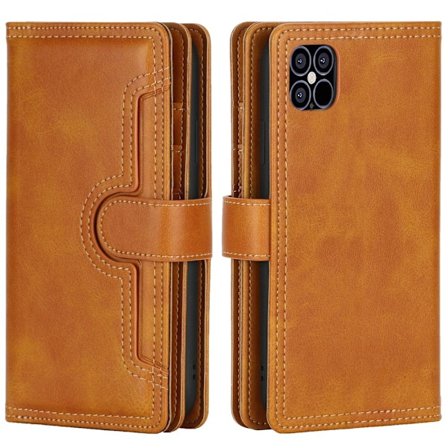 Læder Pung Etui Multi-Slot iPhone 13 Cognac