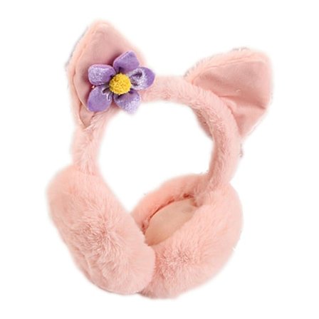 Naisten kylmän sään pörröiset korvaläpät talven lämmin pääpanta söpö slouchy korvalämmittimet vaaleanpunainen