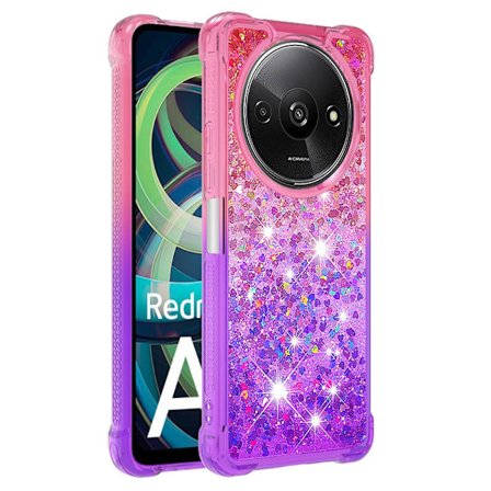 SKALO Xiaomi Redmi A3 Kvicksand Glitter Hjerter TPU Cover - Pink-Lilla