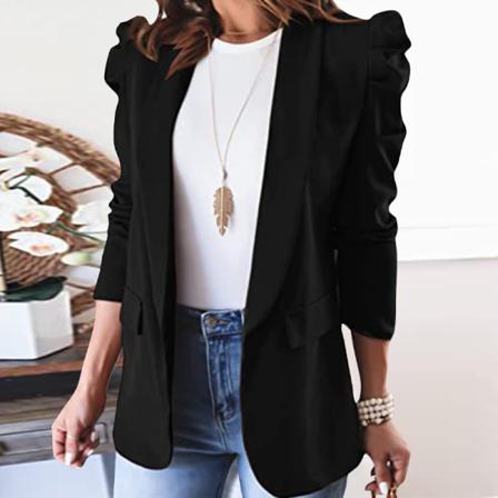 Kvinnor Flapfickor Dekor Blazers Öppen Front Business Jackor